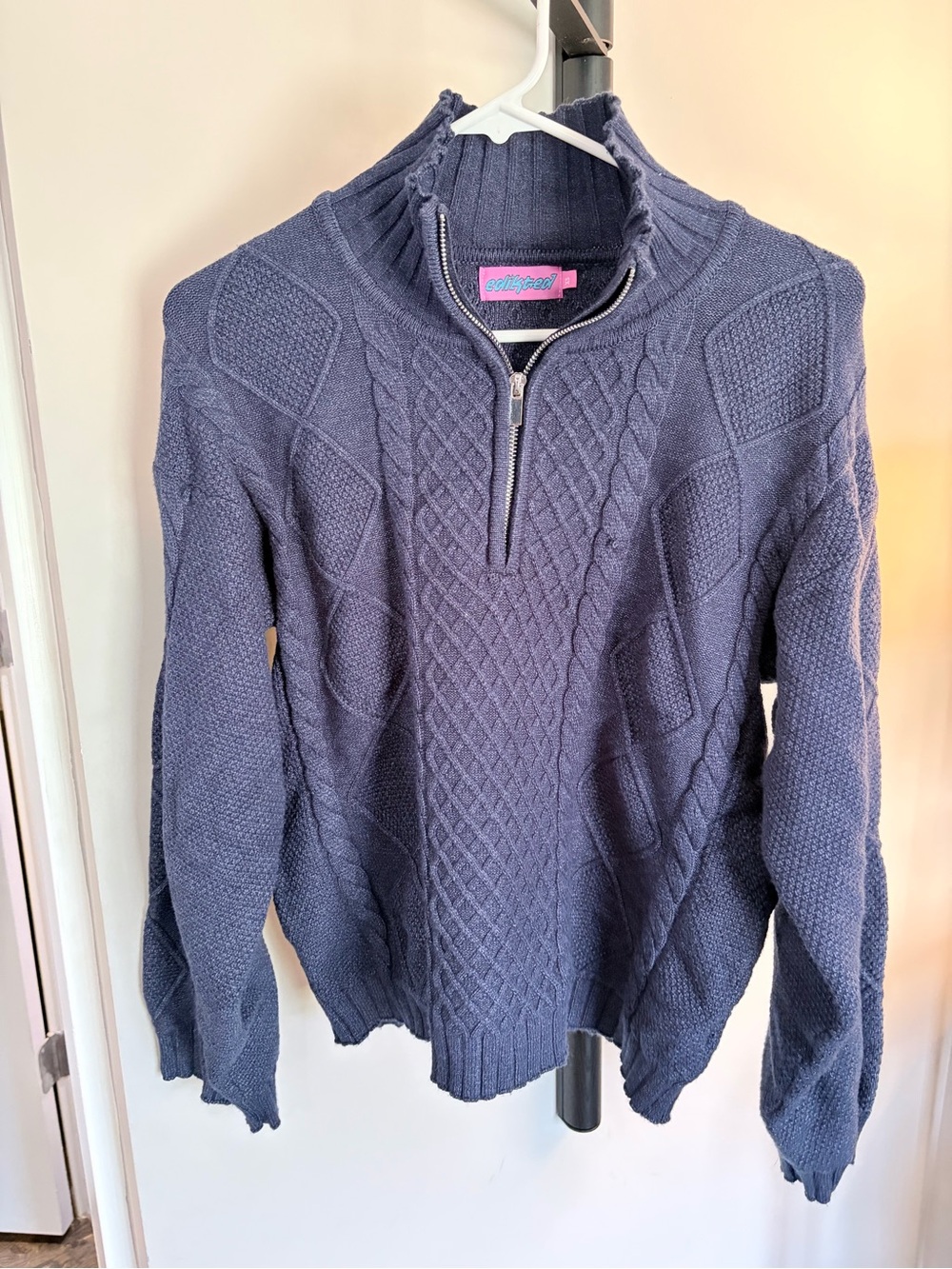 Edikted Navy Zip-Up Sweater
